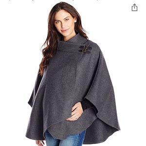 Ripe Maternity Wool Buckle Poncho in charcoal
